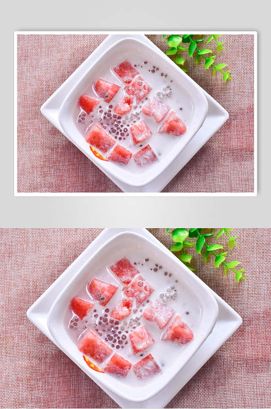 西瓜牛奶水果捞图片
