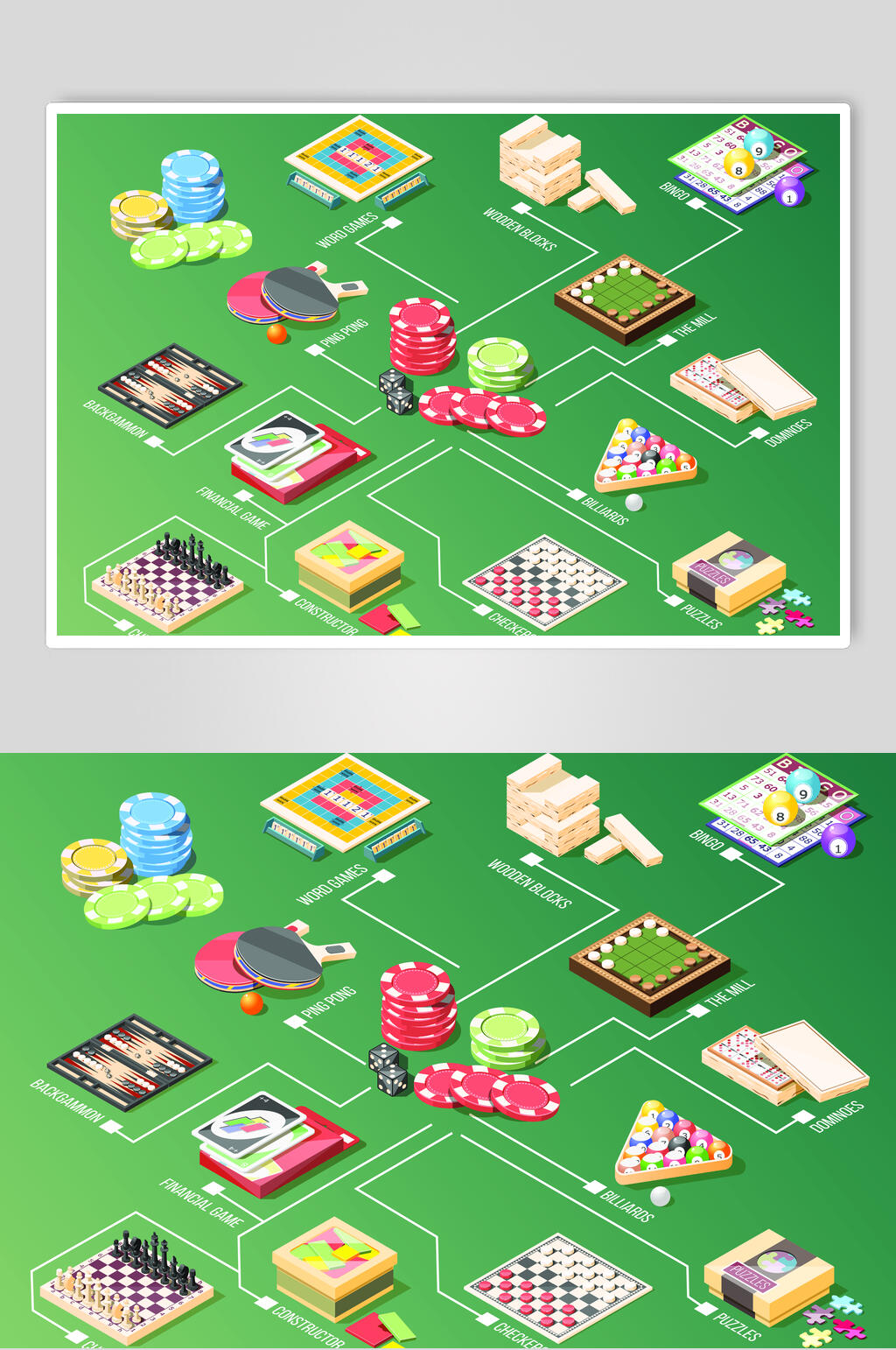绿色棋牌游戏矢量素材素材