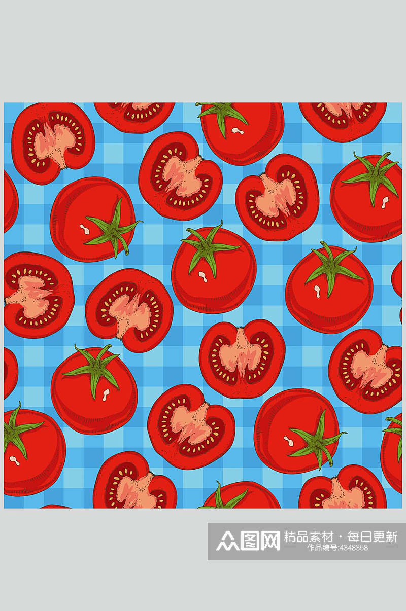 红色西红柿美食手绘无缝图片素材