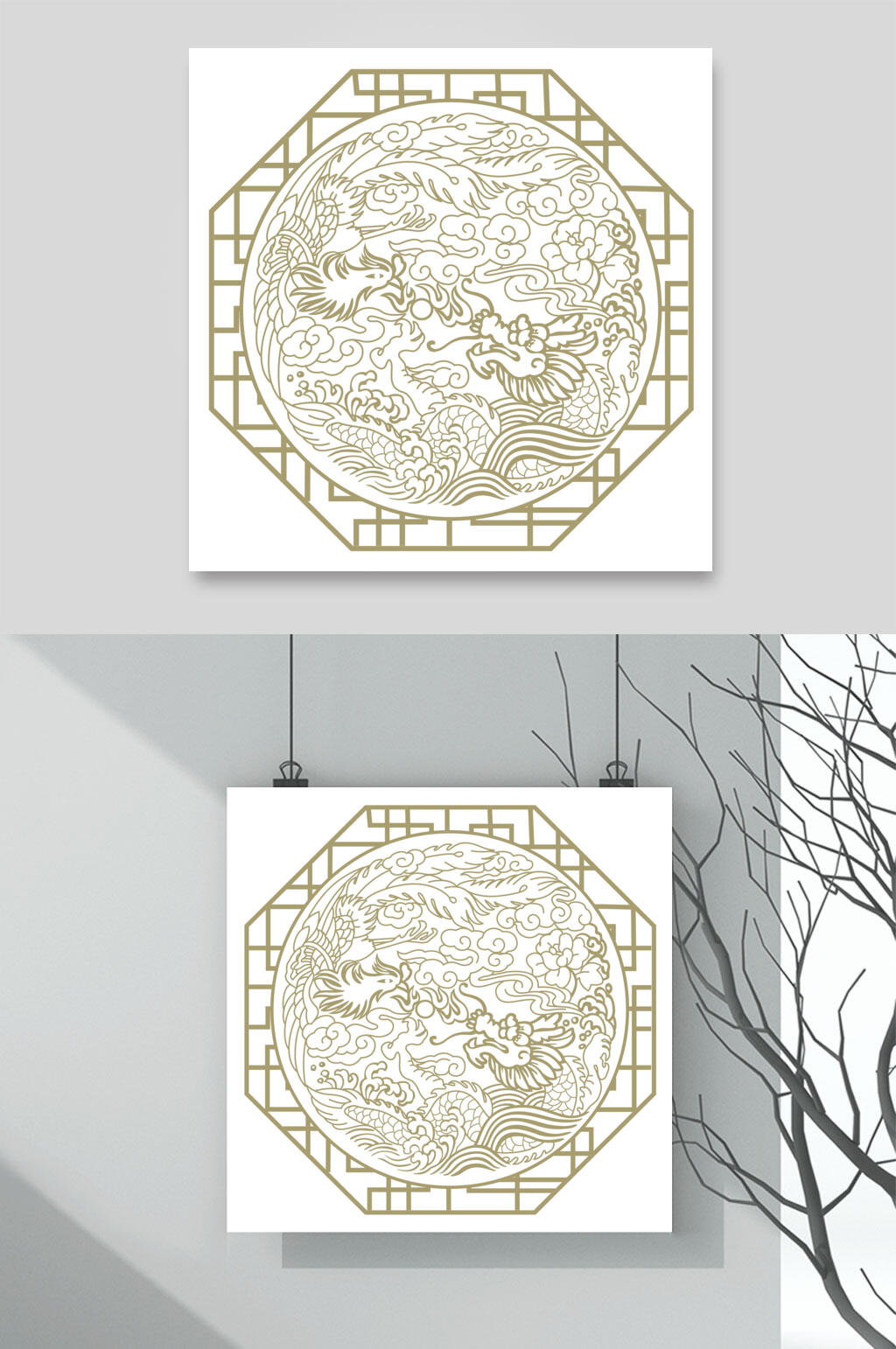 经典古典窗花矢量素材素材