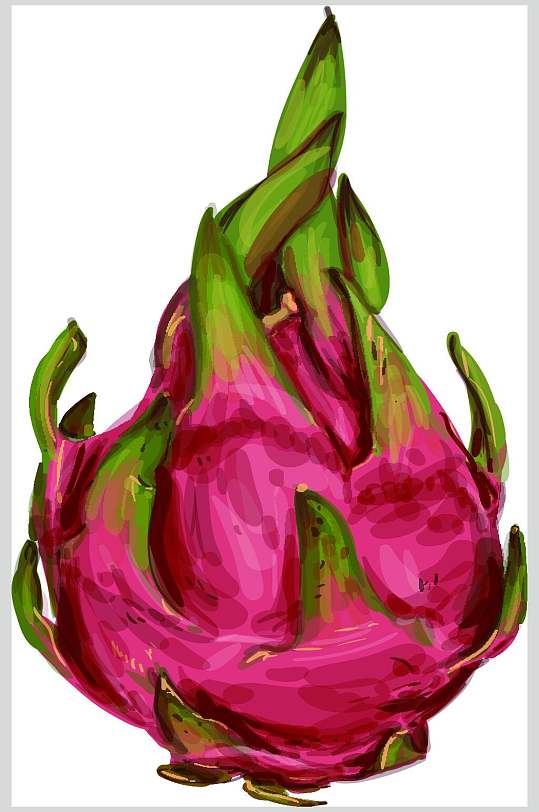 火龙果写实手绘食物免抠素材原创手绘插画奶盖奶茶美食海报卡通火龙果