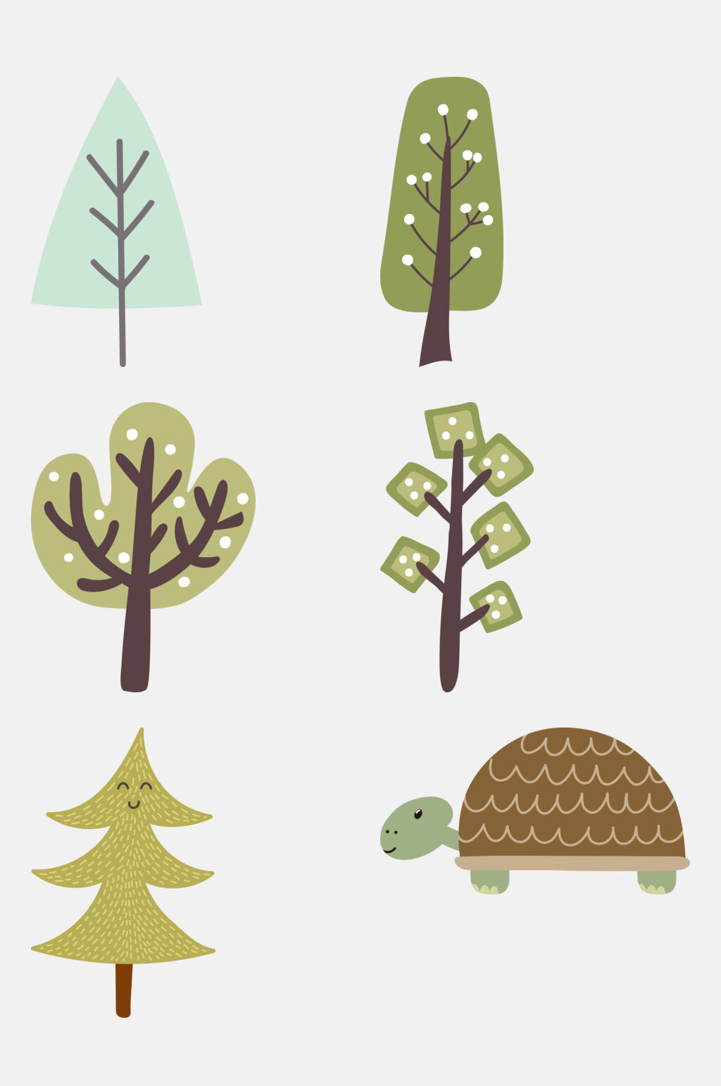 卡通树木儿童动植物插画免抠素材素材