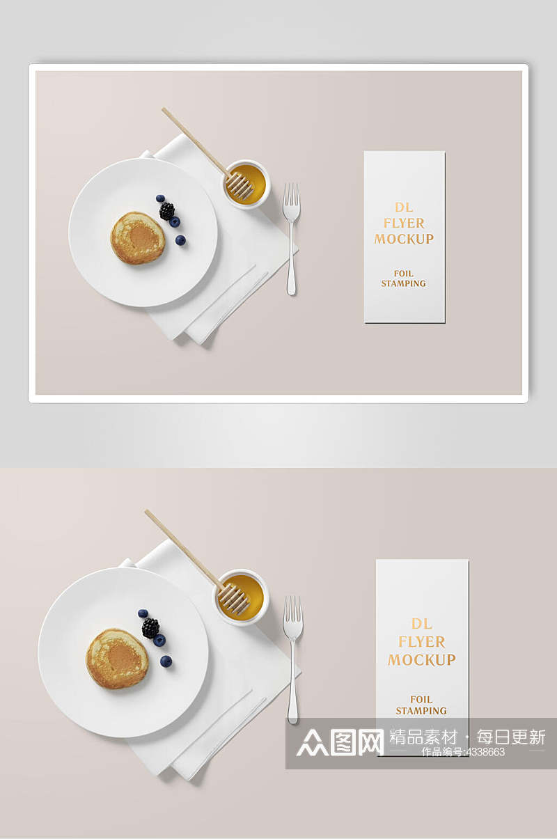 盘子黄色纸张创意餐饮品牌VI样机素材