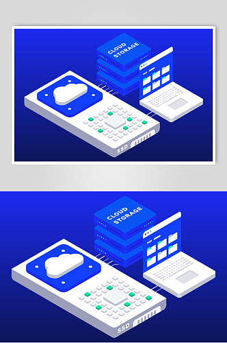 大气蓝白数据平台矢量素材