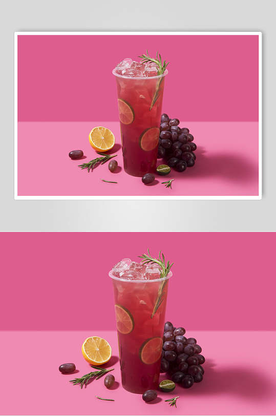 粉紫色葡萄柠檬清新奶茶果汁图片