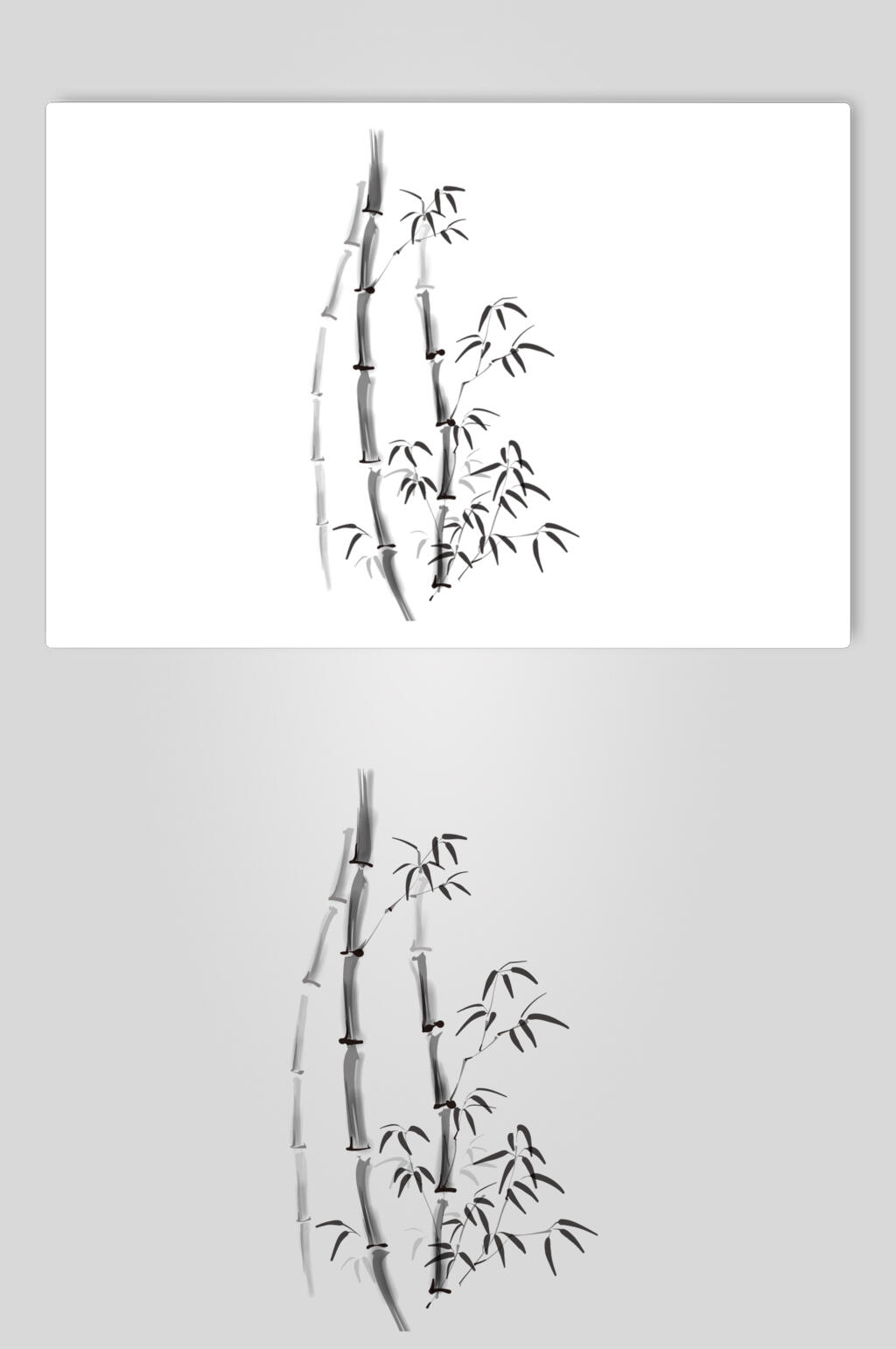 简约水墨风山水竹子矢量素材素材