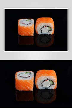 三文鱼黑底寿司美食摄影图片