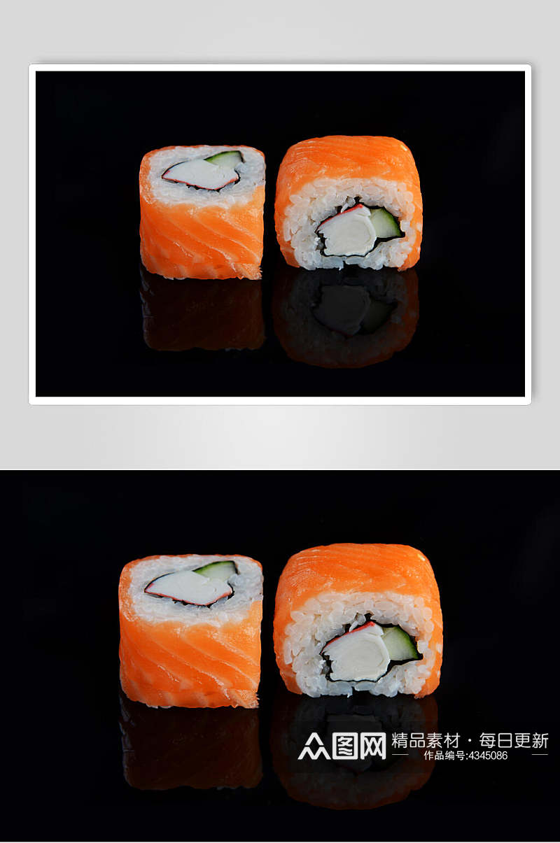 三文鱼黑底寿司美食摄影图片素材