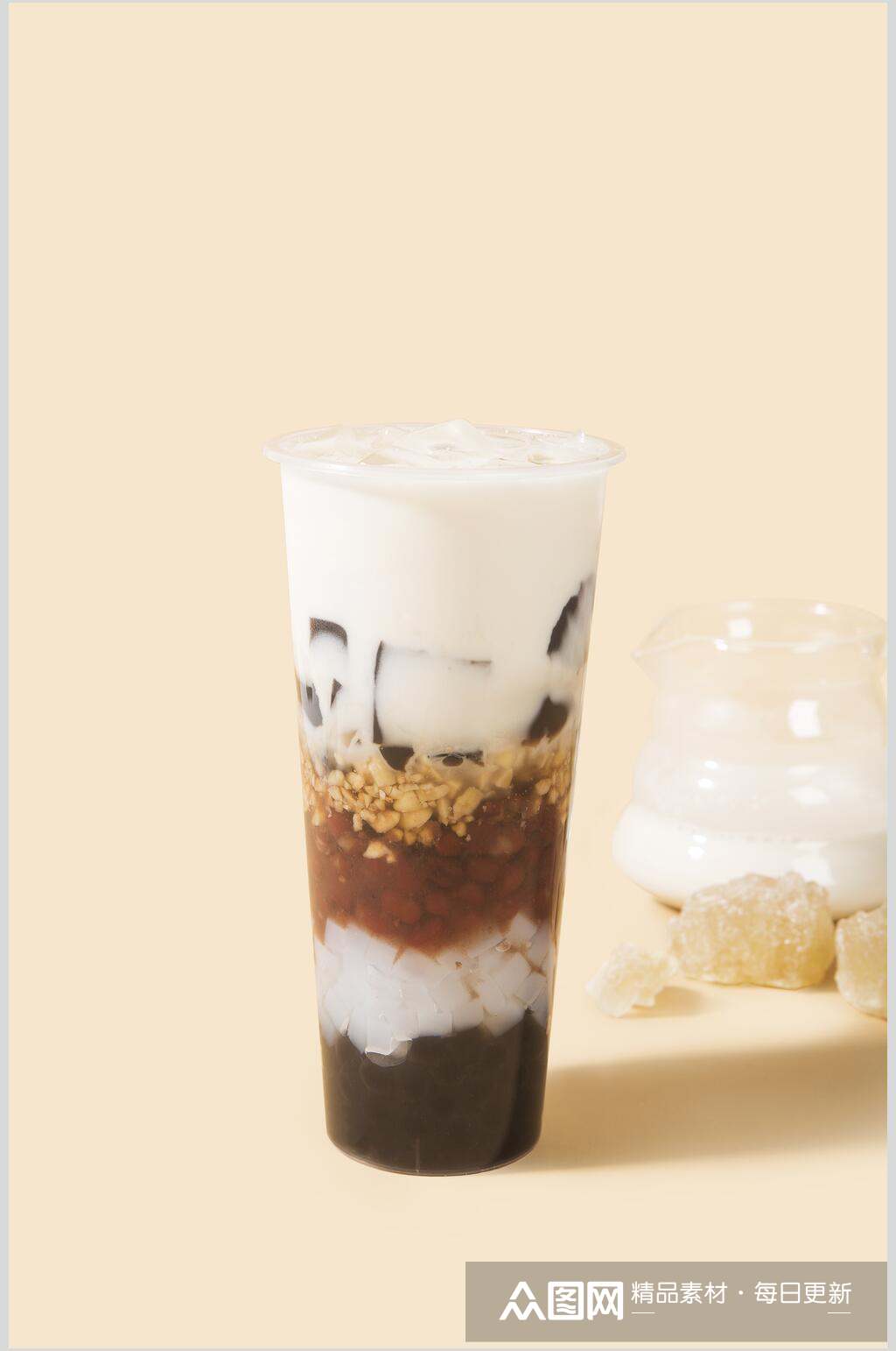 大杯芋圆烧仙草清新奶茶果汁图片素材