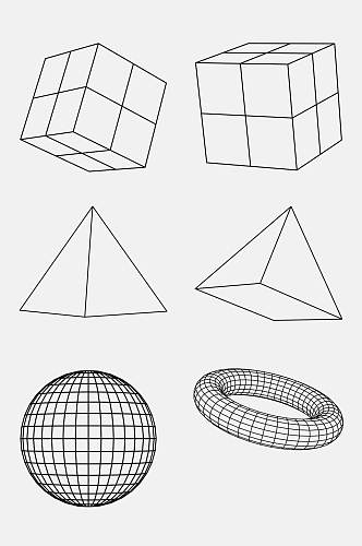简约立体几何图形免抠素材
