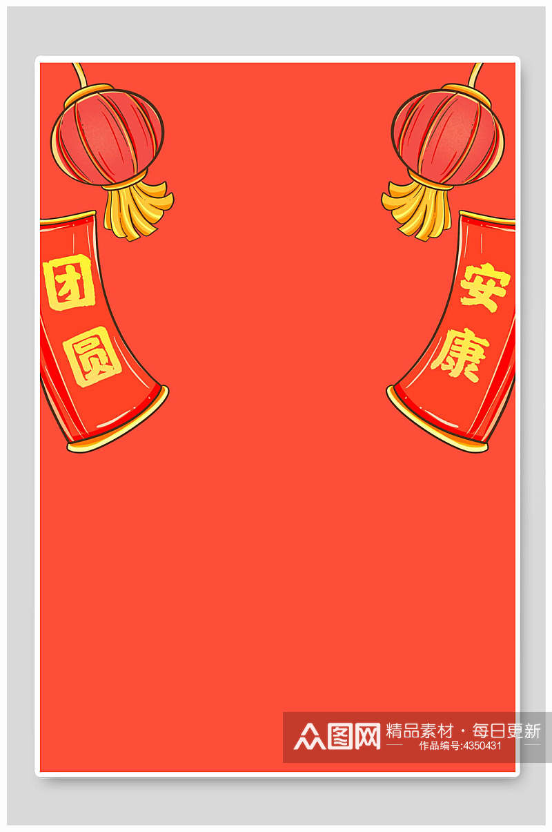 红色喜庆灯笼团圆新年红色背景素材