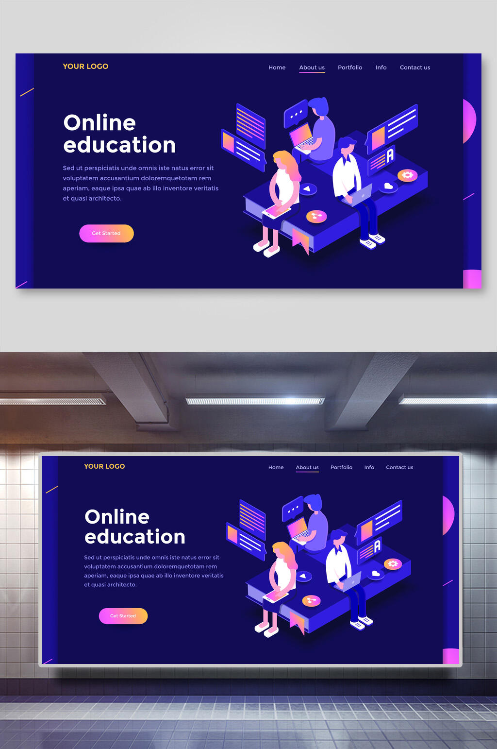 简约在线教育商务办公矢量插画素材