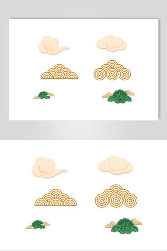 清新祥云中式设计图案素材