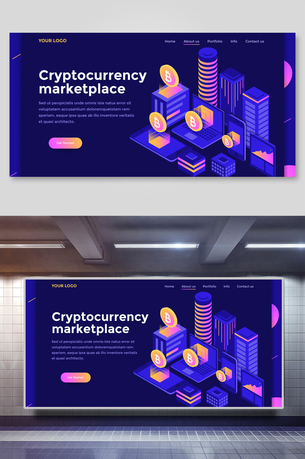 创意虚拟货币商务办公矢量插画素材