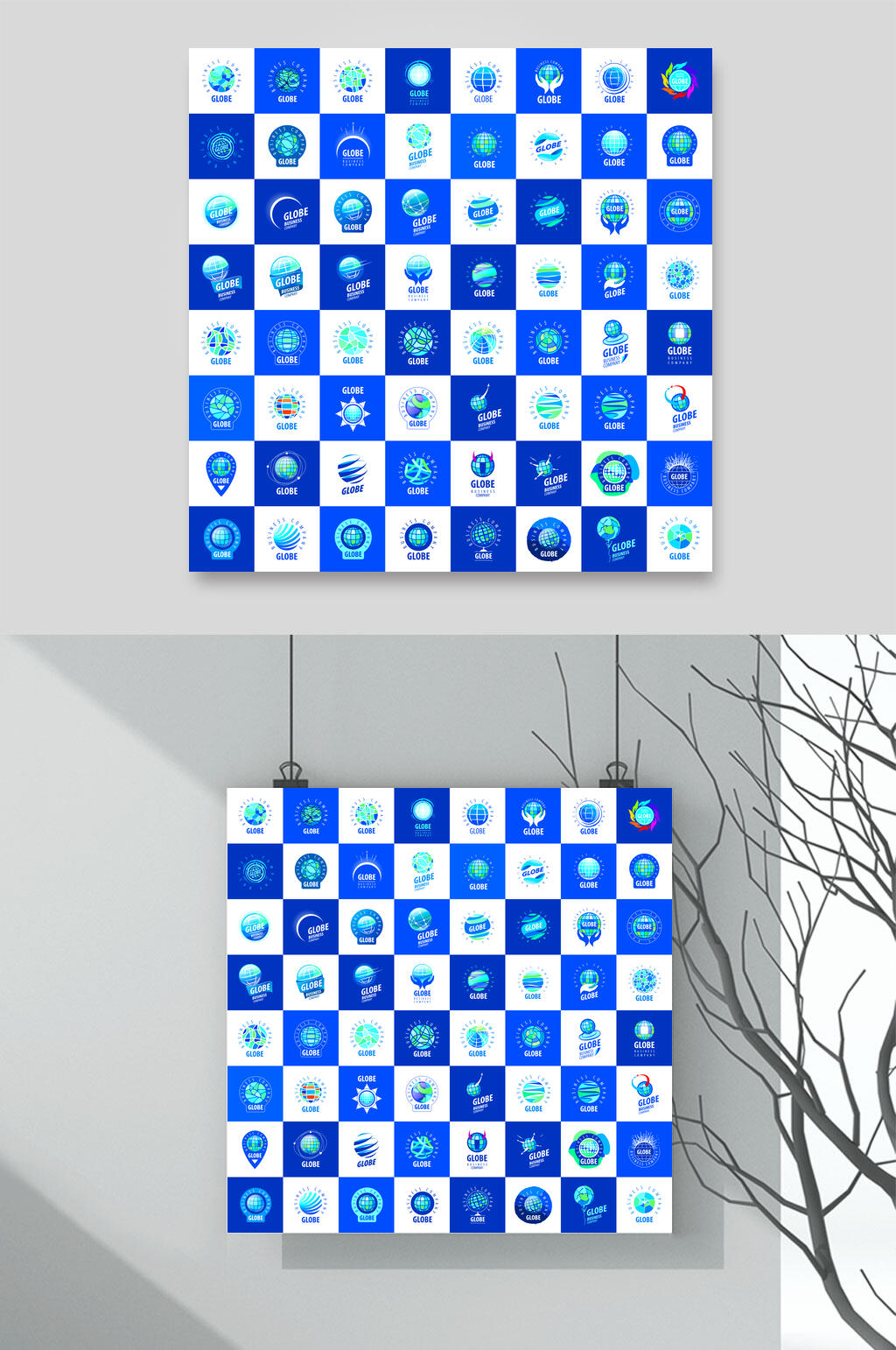 蓝色标志设计矢量素材素材
