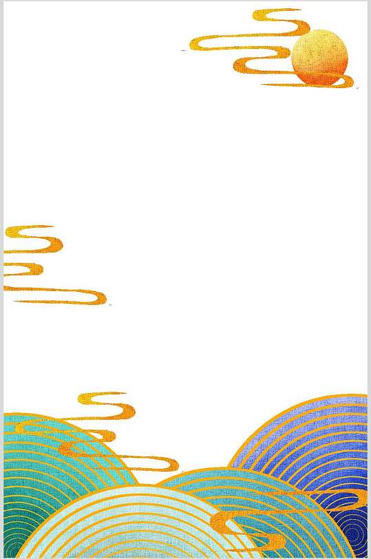 国潮背景框太阳素材