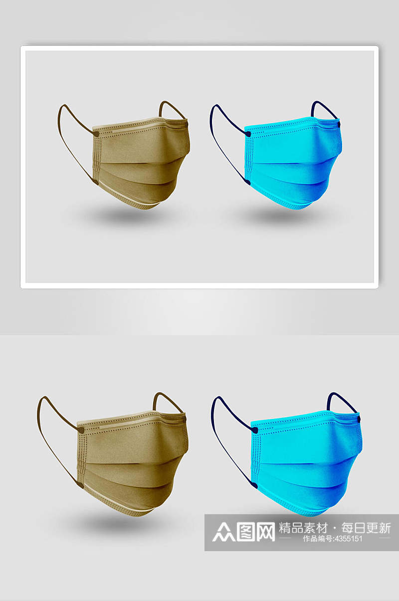 蓝色一次性口罩样机素材
