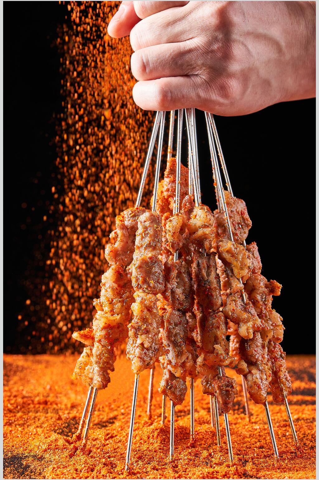 经典铁签烤串羊肉串图片素材