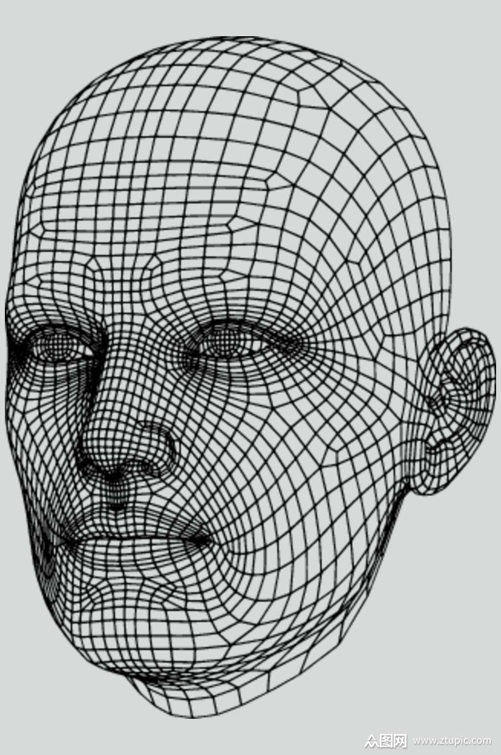 人脸帅线描立体素材模板下载-编号4416598-众图网