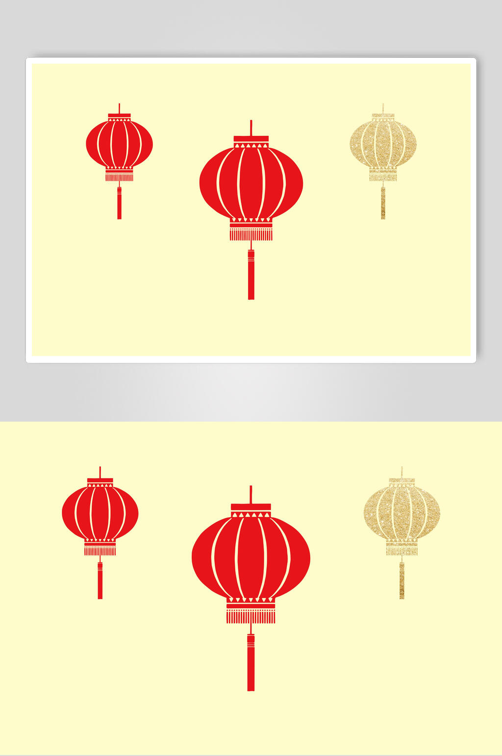 红金大气灯笼中式设计图案素材素材