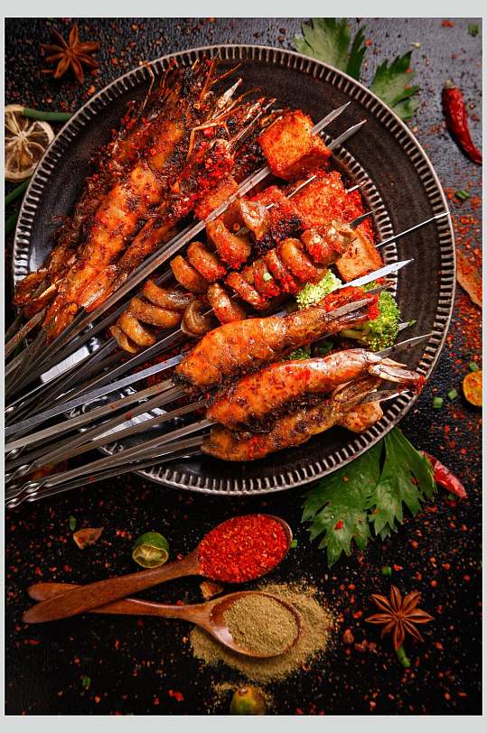 海鲜面筋烧烤串串图片-众图网