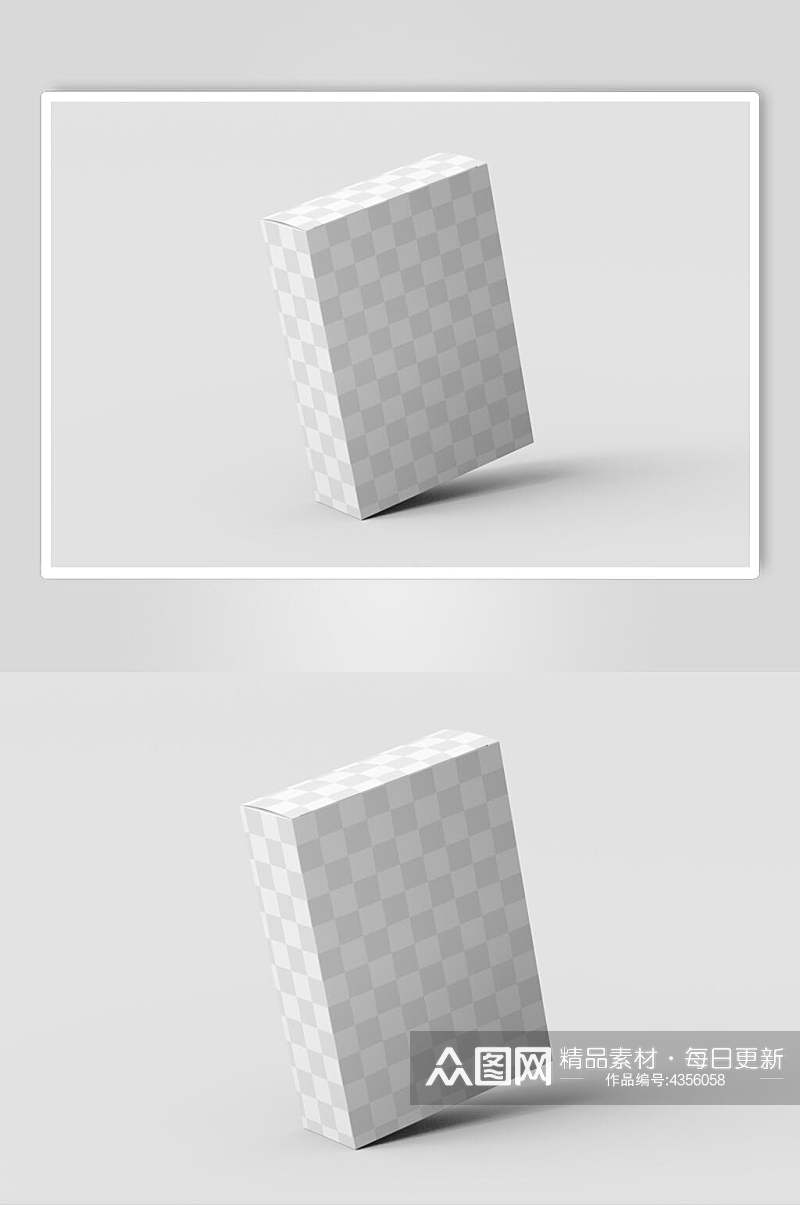 方格立体灰可贴图纸盒包装样机素材