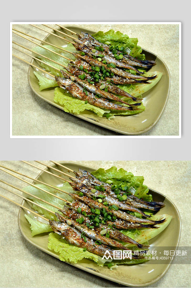竹签小烤鱼烧烤串串图片素材