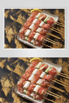 大葱肉串烧烤串串图片