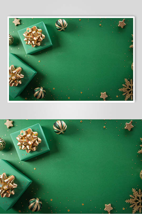 圣诞节金色丝带礼盒图片