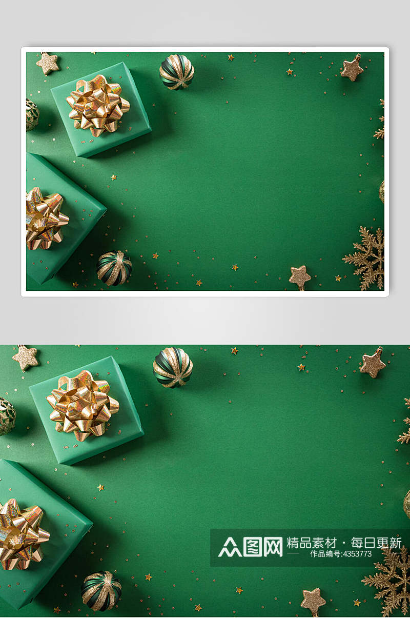 圣诞节金色丝带礼盒图片素材