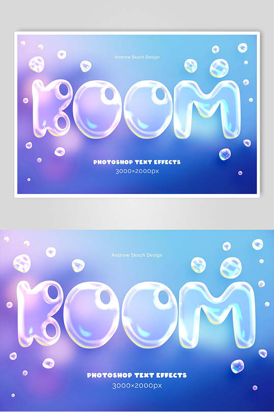 液态英文字母蓝色泡泡字体样机