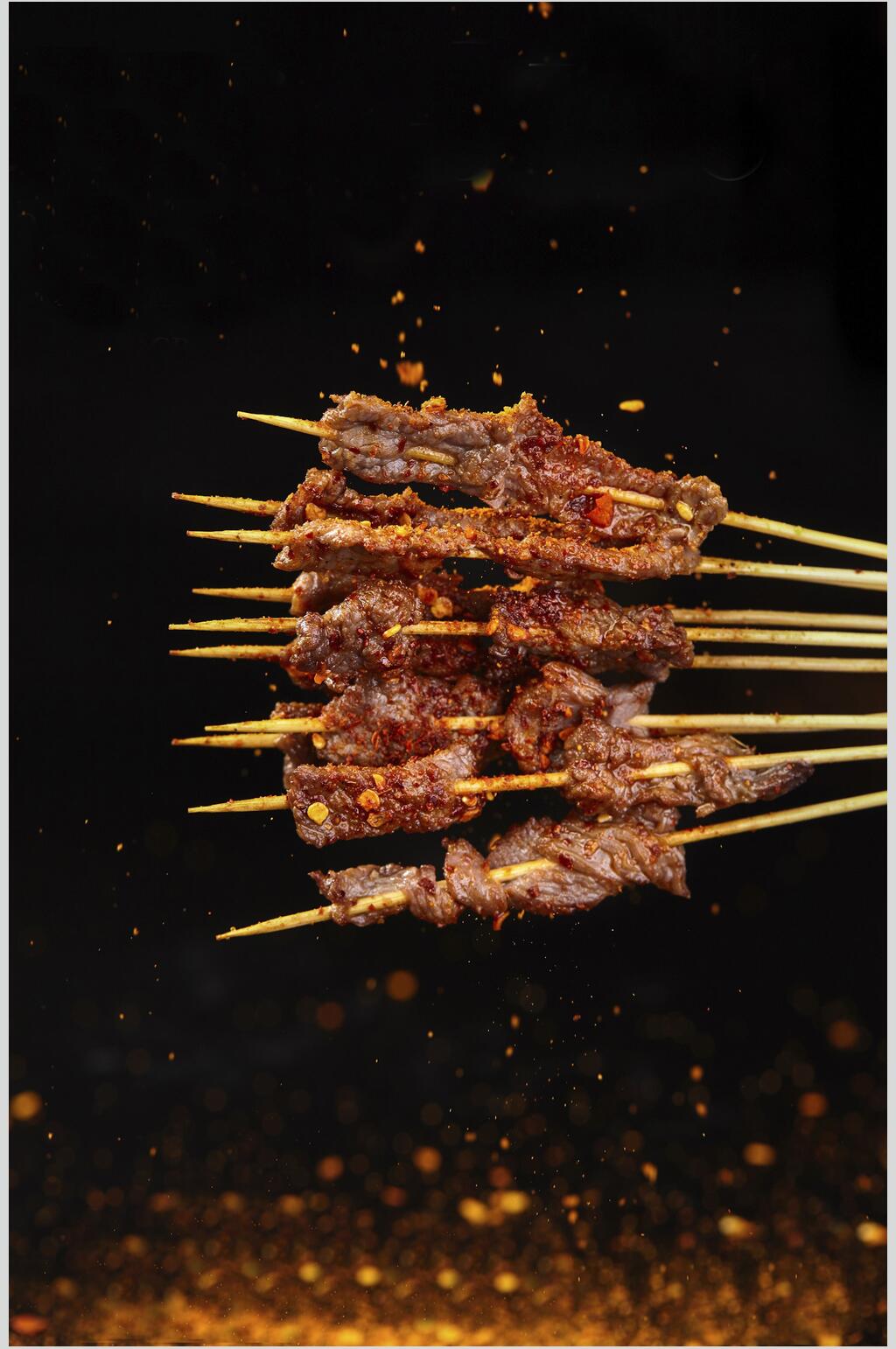 肉片辣椒面烤串图片素材