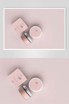 粉色创意盒子美妆品牌VI包装样机