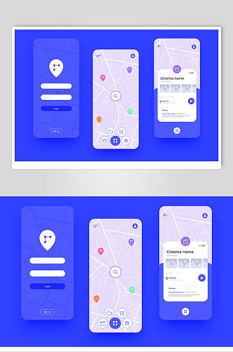 蓝色时尚APP小程序界面素材