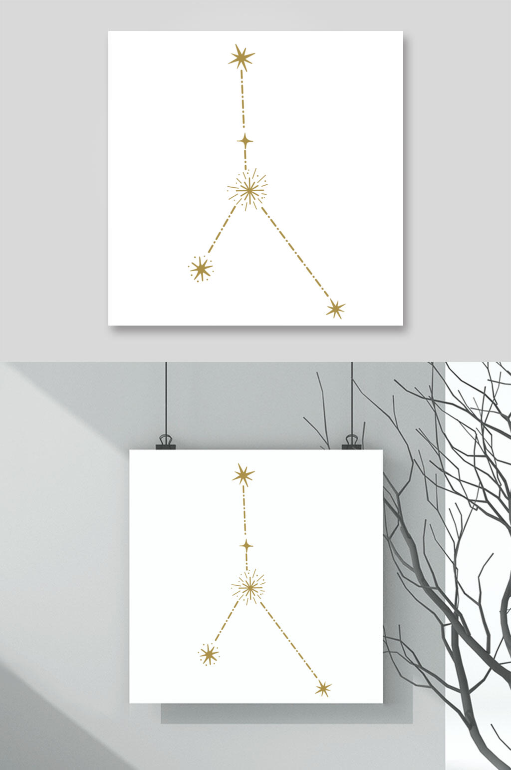金色星星星座矢量素材素材