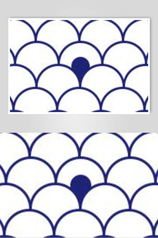 蓝白扇形中式设计图案素材