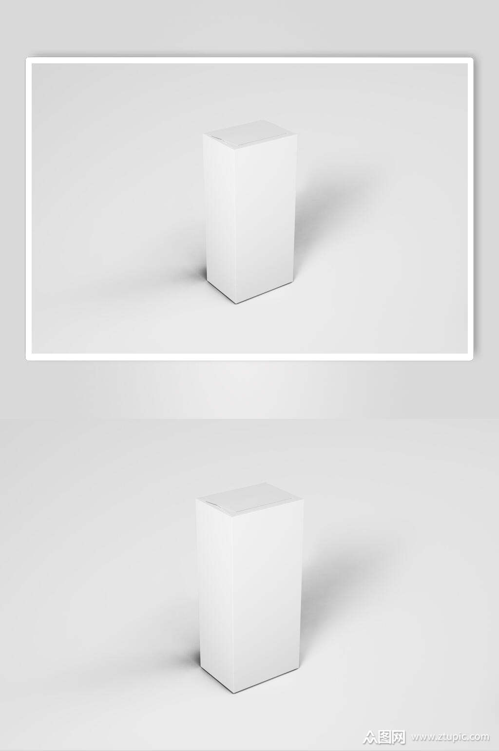 立体纯白色包装盒设计样机素材