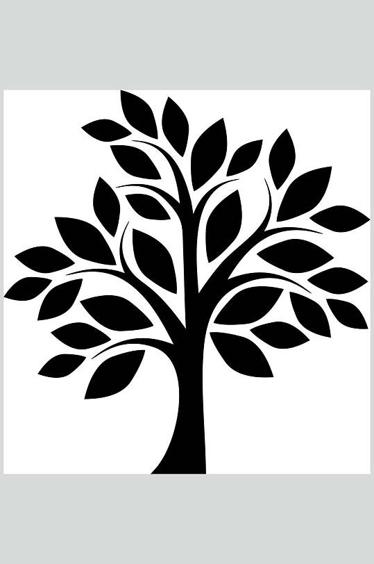 黑色树标志设计矢量素材