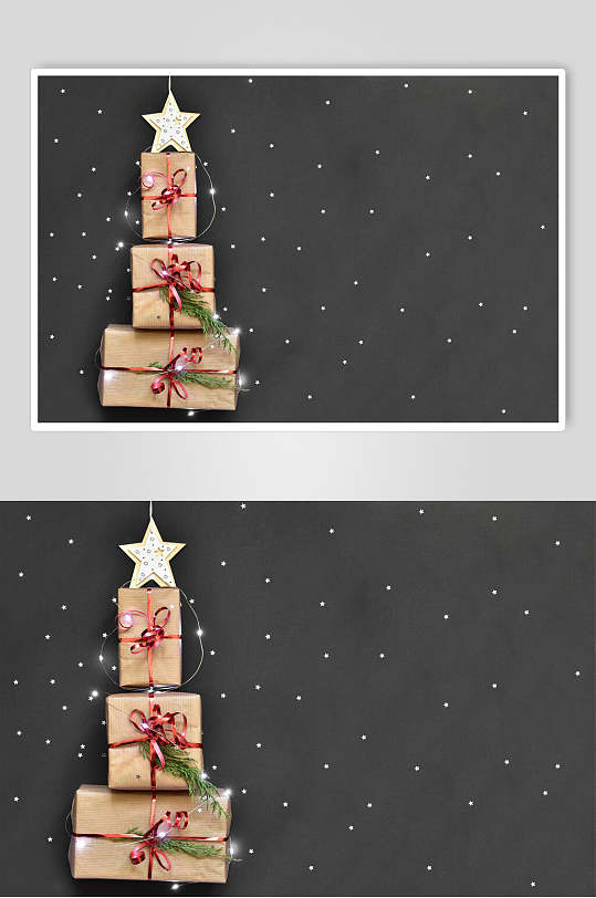 红色丝带礼盒圣诞节图片