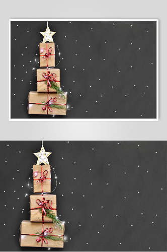 红色丝带礼盒圣诞节图片