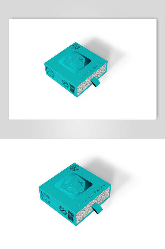 蓝绿抽屉式盒子纸盒包装样机