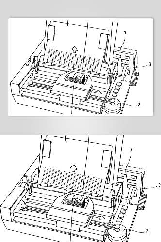 打印机线条机器矢量素材