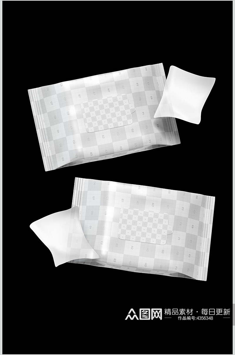 黑底湿纸巾包装样机素材