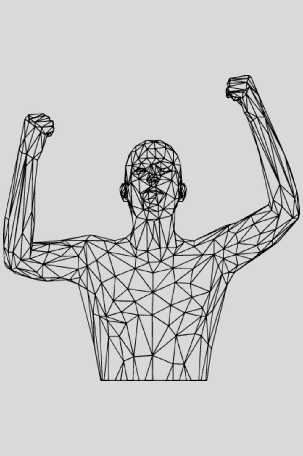 上肢线描立体素材素材