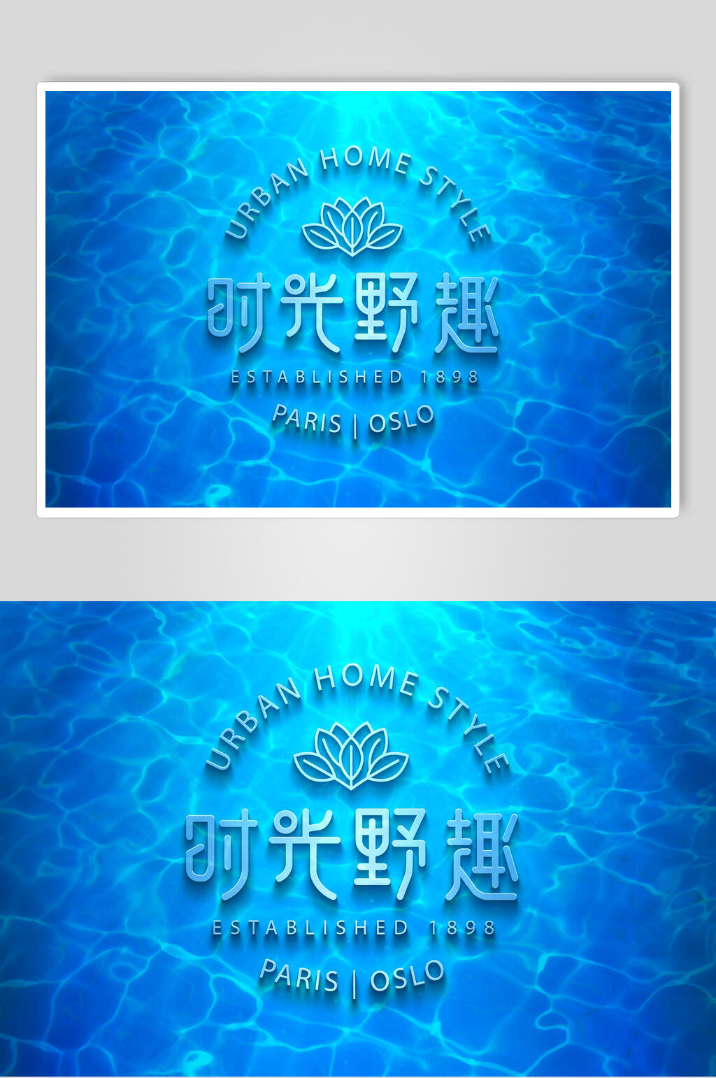 蓝色大气时光野趣花坊VI样机素材