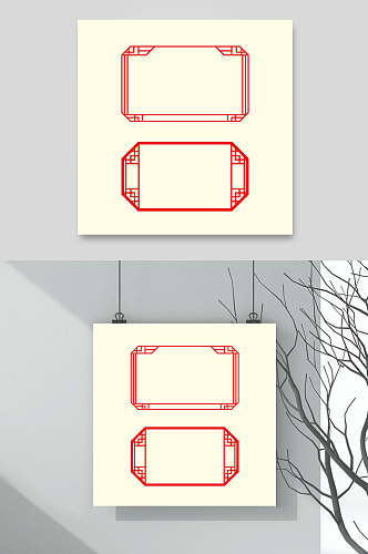 大气简约边框中式设计图案素材