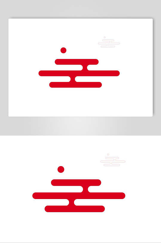白底红色中式设计图案素材