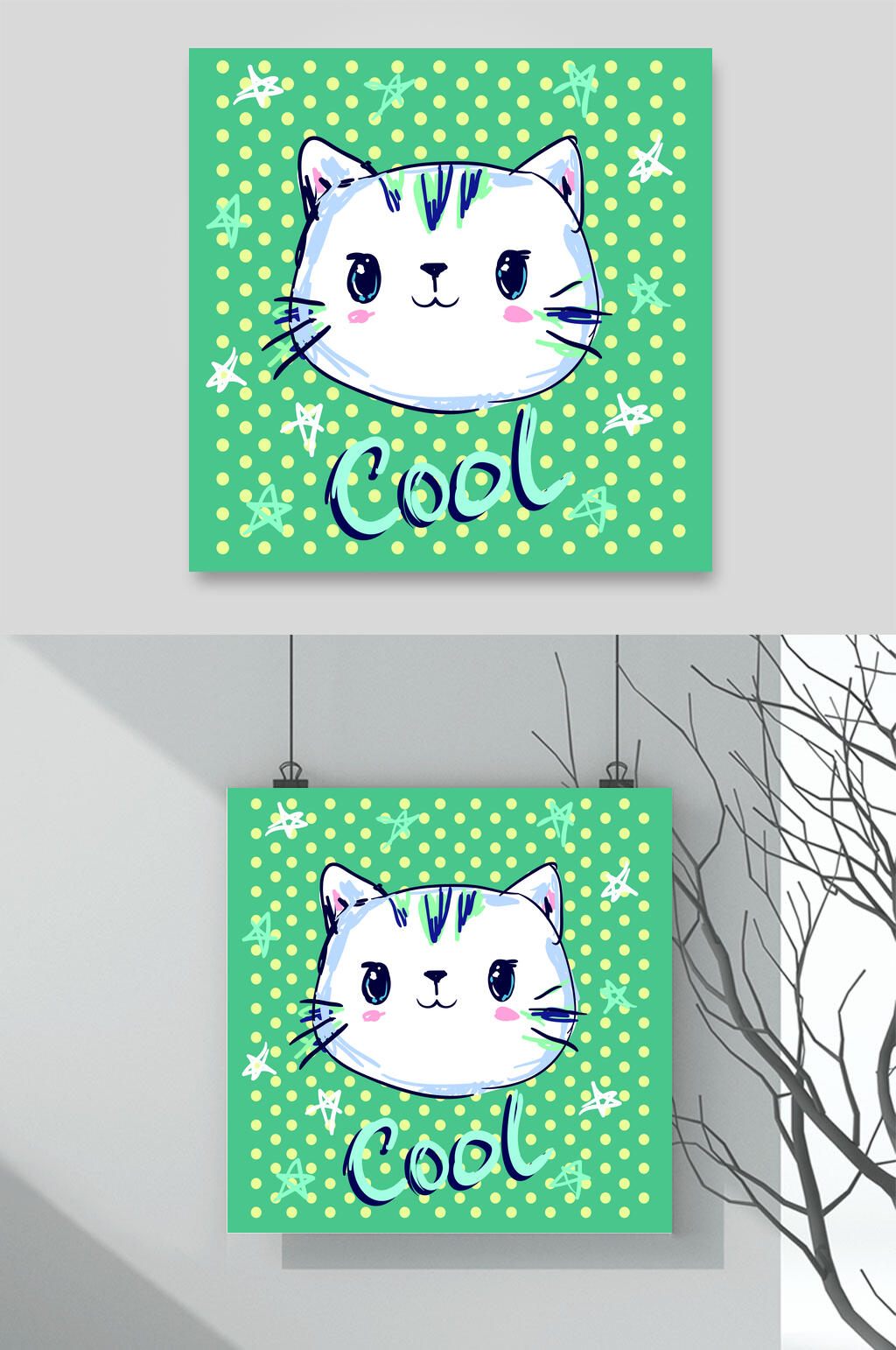 猫咪卡通动物矢量素材素材