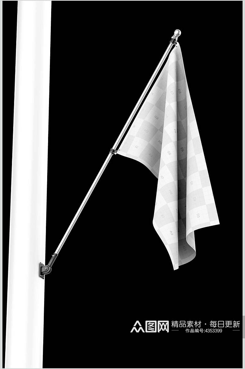 白旗旗帜贴图样机素材