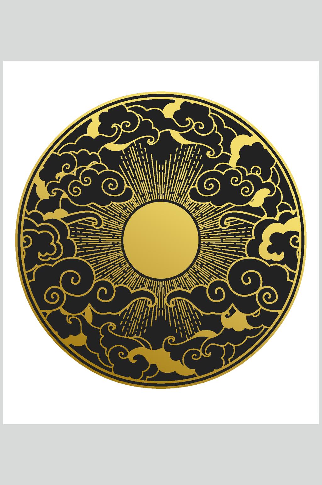 黑金校园中式古典矢量素材素材